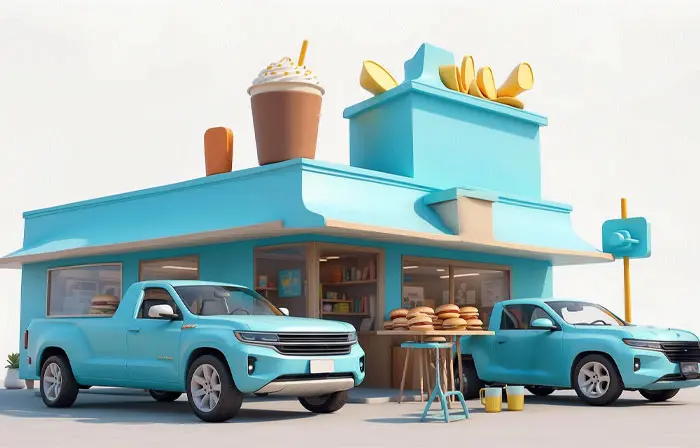 Fast Food Restaurant Premium 3D Model Illustration